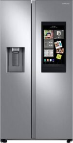 Samsung 26.7 cu. ft. Side-by-Side Smart Refrigerator 21.5" Touch-Screen Family Hub Stainless Steel from Kings Outlet