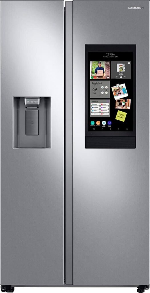 Samsung 26.7 cu. ft. Side-by-Side Smart Refrigerator 21.5" Touch-Screen Family Hub Stainless Steel from Kings Outlet