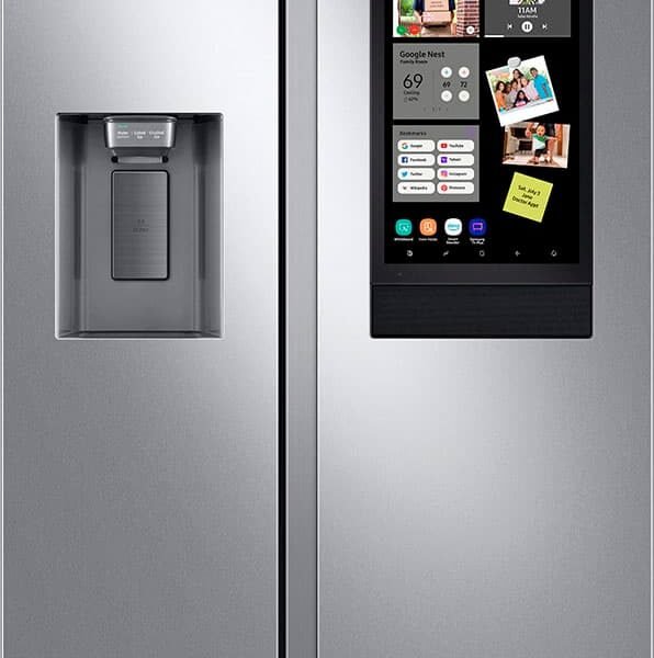 Samsung 26.7 cu. ft. Side-by-Side Smart Refrigerator 21.5" Touch-Screen Family Hub Stainless Steel from Kings Outlet