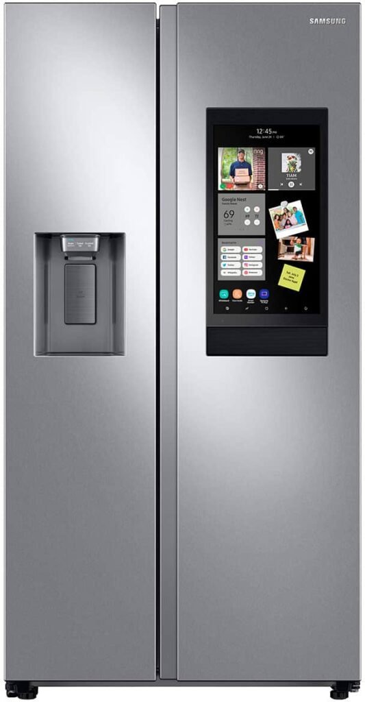 Samsung 21.5 cu. ft. Side-by-Side Counter Depth Smart Refrigerator 21.5" Touch-Screen Family Hub Stainless from Kings Outlet