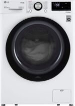 LG 2.4 Cu. Ft. High-Efficiency Stackable Smart Front Load Washer Steam Built-In Intelligence White from Kings Outlet