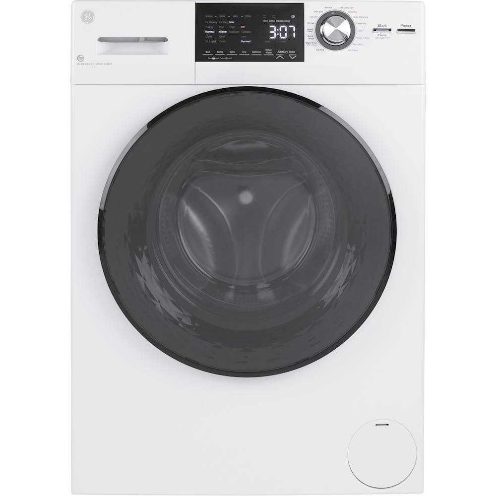 GE 2.4 Cu. Ft. High-Efficiency Front Load Washer Electric Condenser Dryer Combo Steam Sanitize from Kings Outlet