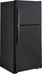 GE 21.9 Cu. Ft. Top-Freezer Refrigerator Garage Ready Performance from 38-110 Degrees Fahrenheit Black from Kings Outlet