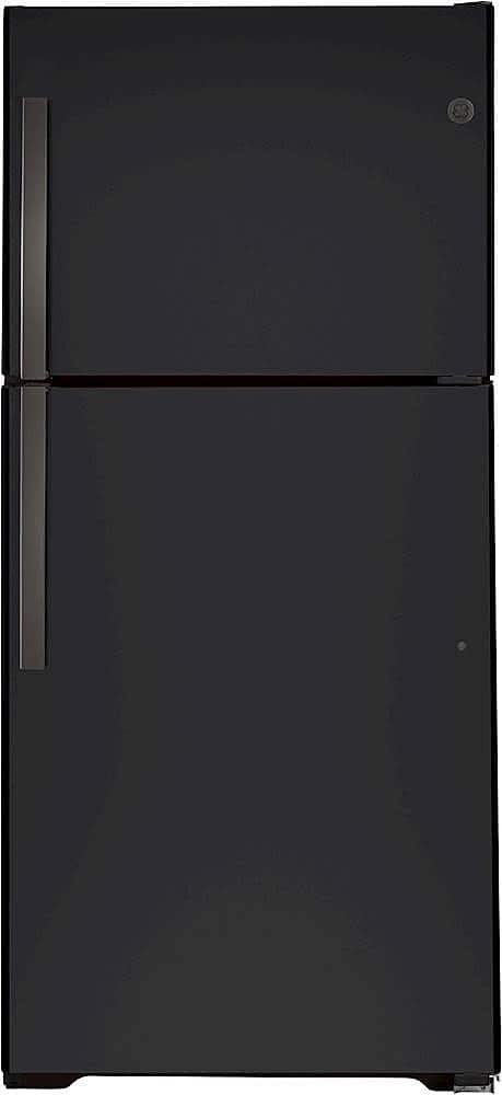 GE 21.9 Cu. Ft. Top-Freezer Refrigerator Garage Ready Performance from 38-110 Degrees Fahrenheit Black from Kings Outlet