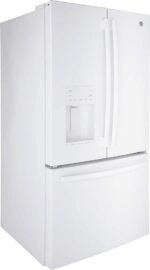 GE 25.6 Cu. Ft. French Door Refrigerator Space-Saving Ice Maker High Gloss White from Kings Outlet