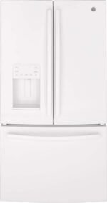 GE 25.6 Cu. Ft. French Door Refrigerator Space-Saving Ice Maker High Gloss White from Kings Outlet