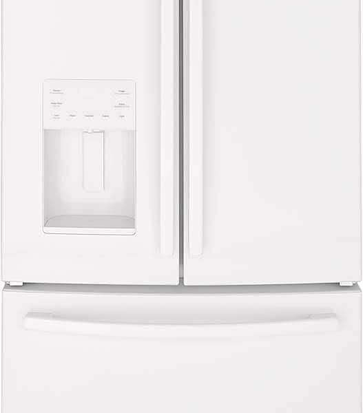 GE 25.6 Cu. Ft. French Door Refrigerator Space-Saving Ice Maker High Gloss White from Kings Outlet