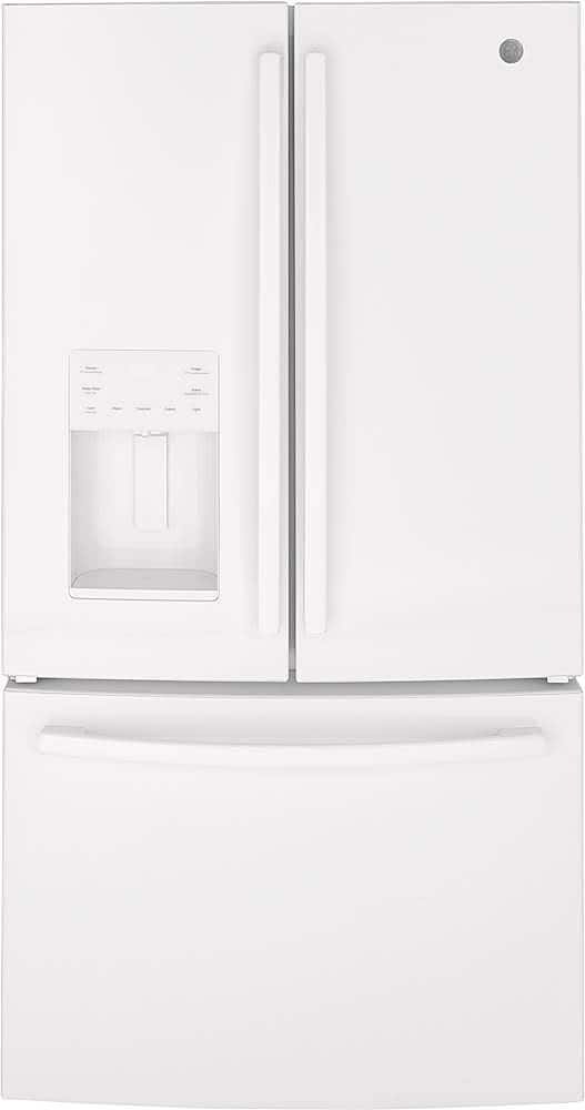 GE 25.6 Cu. Ft. French Door Refrigerator Space-Saving Ice Maker High Gloss White from Kings Outlet