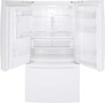 GE 25.6 Cu. Ft. French Door Refrigerator Space-Saving Ice Maker High Gloss White from Kings Outlet