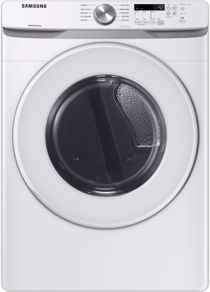 Samsung 7.5 Cu. Ft. Stackable Electric Dryer Sensor Dry White from Kings Outlet