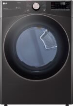 LG 7.4 Cu. Ft. Stackable Smart Gas Dryer Steam Built-In Intelligence Black Steel from Kings Outlet