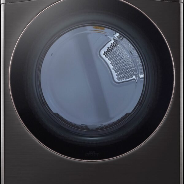 LG 7.4 Cu. Ft. Stackable Smart Gas Dryer Steam Built-In Intelligence Black Steel from Kings Outlet