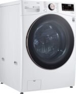 LG 4.5 Cu. Ft. High-Efficiency Stackable Smart Front Load Washer Steam Built-In Intelligence White from Kings Outlet