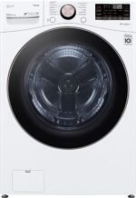 LG 4.5 Cu. Ft. High-Efficiency Stackable Smart Front Load Washer Steam Built-In Intelligence White from Kings Outlet