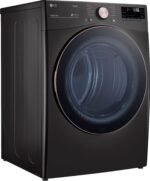 LG 7.4 Cu. Ft. Stackable Smart Electric Dryer Steam Built-In Intelligence Black Steel from Kings Outlet