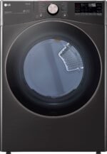 LG 7.4 Cu. Ft. Stackable Smart Electric Dryer Steam Built-In Intelligence Black Steel from Kings Outlet