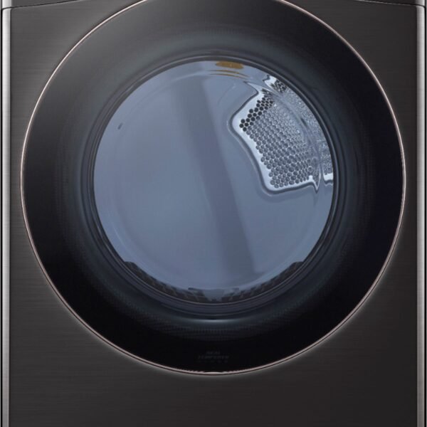 LG 7.4 Cu. Ft. Stackable Smart Electric Dryer Steam Built-In Intelligence Black Steel from Kings Outlet