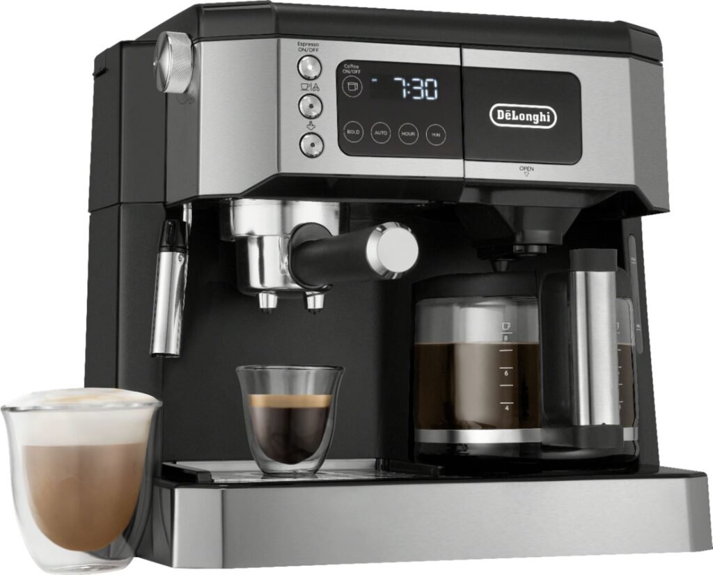 De Longhi Digital All-in-One Combination Coffee Espresso Machine Black Stainless Steel from Kings Outlet