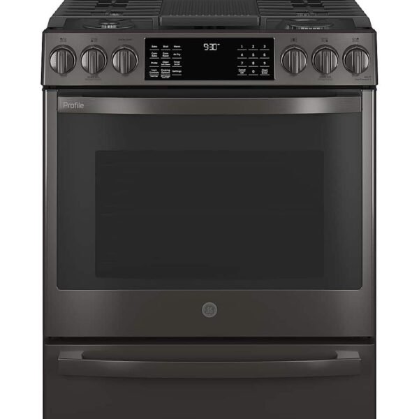 GE Profile 5.6 Cu. Ft. Slide-In Gas True Convection Range Built-In Wi-Fi Hot Air from Kings Outlet