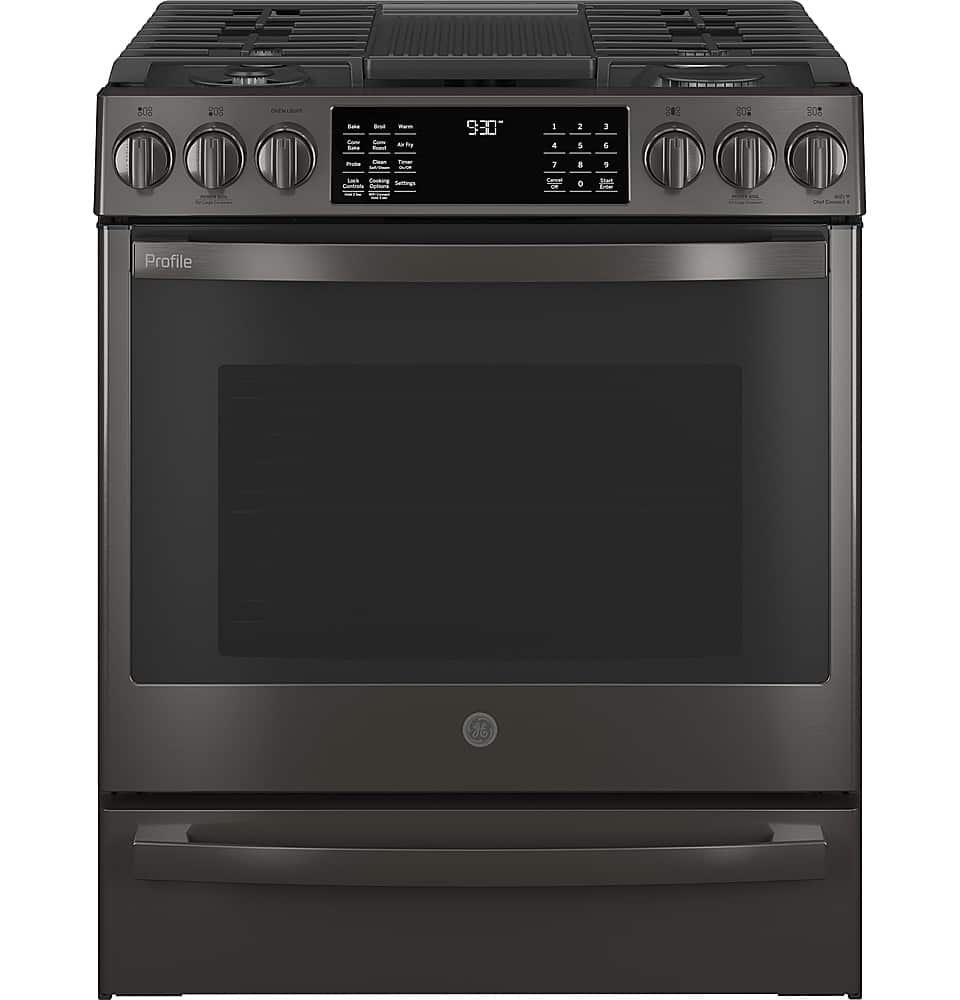 GE Profile 5.6 Cu. Ft. Slide-In Gas True Convection Range Built-In Wi-Fi Hot Air from Kings Outlet