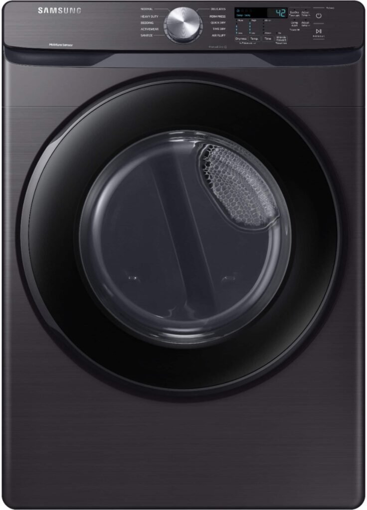 Samsung 7.5 Cu. Ft. Stackable Gas Dryer Sensor Dry Black Stainless Steel from Kings Outlet