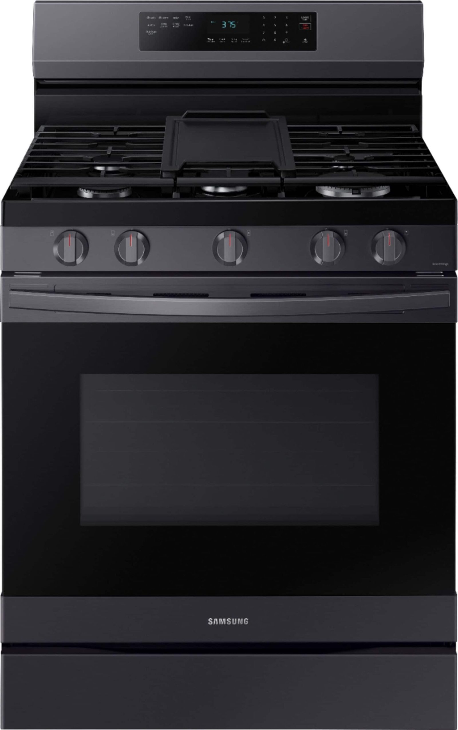 Kings Outlet Samsung 6.0 cu. ft. Freestanding Gas Range No-Preheat Air Fry Convection Black Stainless Steel Samsung 6.0 cu. ft. Freestanding Gas Range No-Preheat Air Fry Convection Black Stainless Steel from Kings Outlet