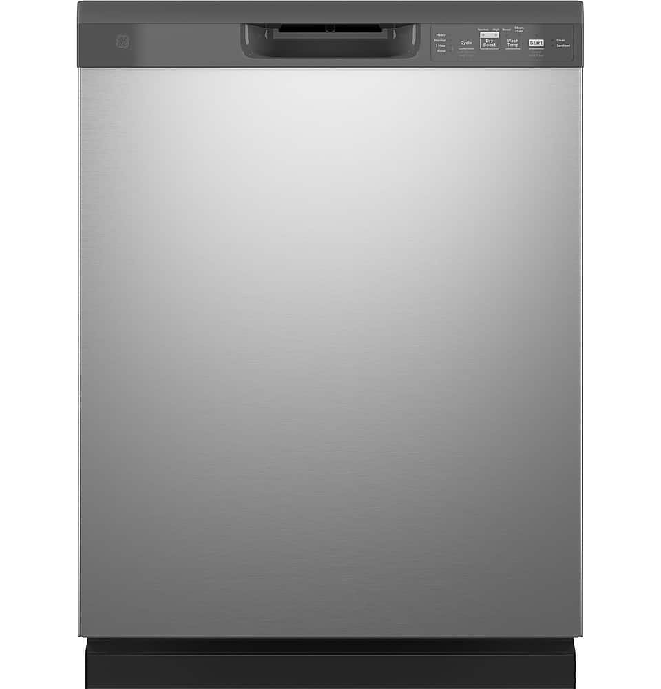 GE 24" Front Control Built-In Plastic Tub Dishwasher Steam + Sanitization 55 dBA Stainless from Kings Outlet
