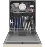 GE 24" Front Control Built-In Plastic Tub Dishwasher Steam + Sanitization 55 dBA Bisque from Kings Outlet