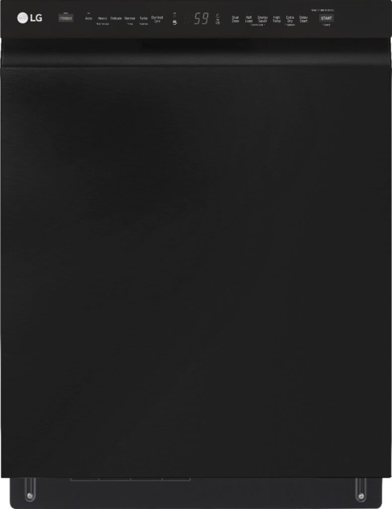 LG 24" Front Control Built-In Stainless Steel Tub Dishwasher 3rd Rack QuadWash 48dba Black from Kings Outlet