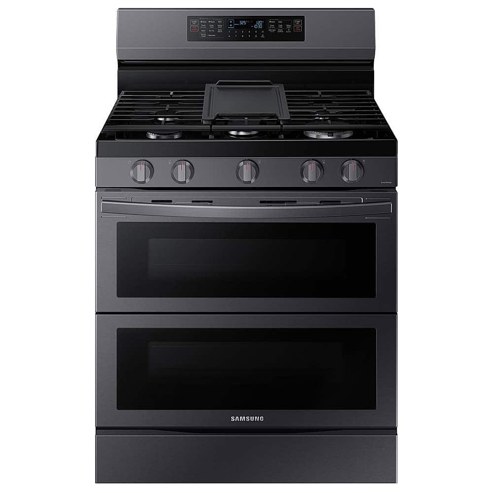 Samsung 6.0 cu. ft. Smart Freestanding Gas Range Flex Duo Air Fry Black Stainless from Kings Outlet