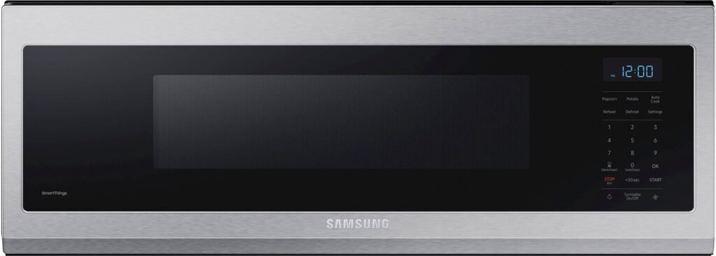 Samsung 1.1 cu. ft. Smart SLIM Over-the-Range Microwave 400 CFM Hood Ventilation Stainless Steel from Kings Outlet
