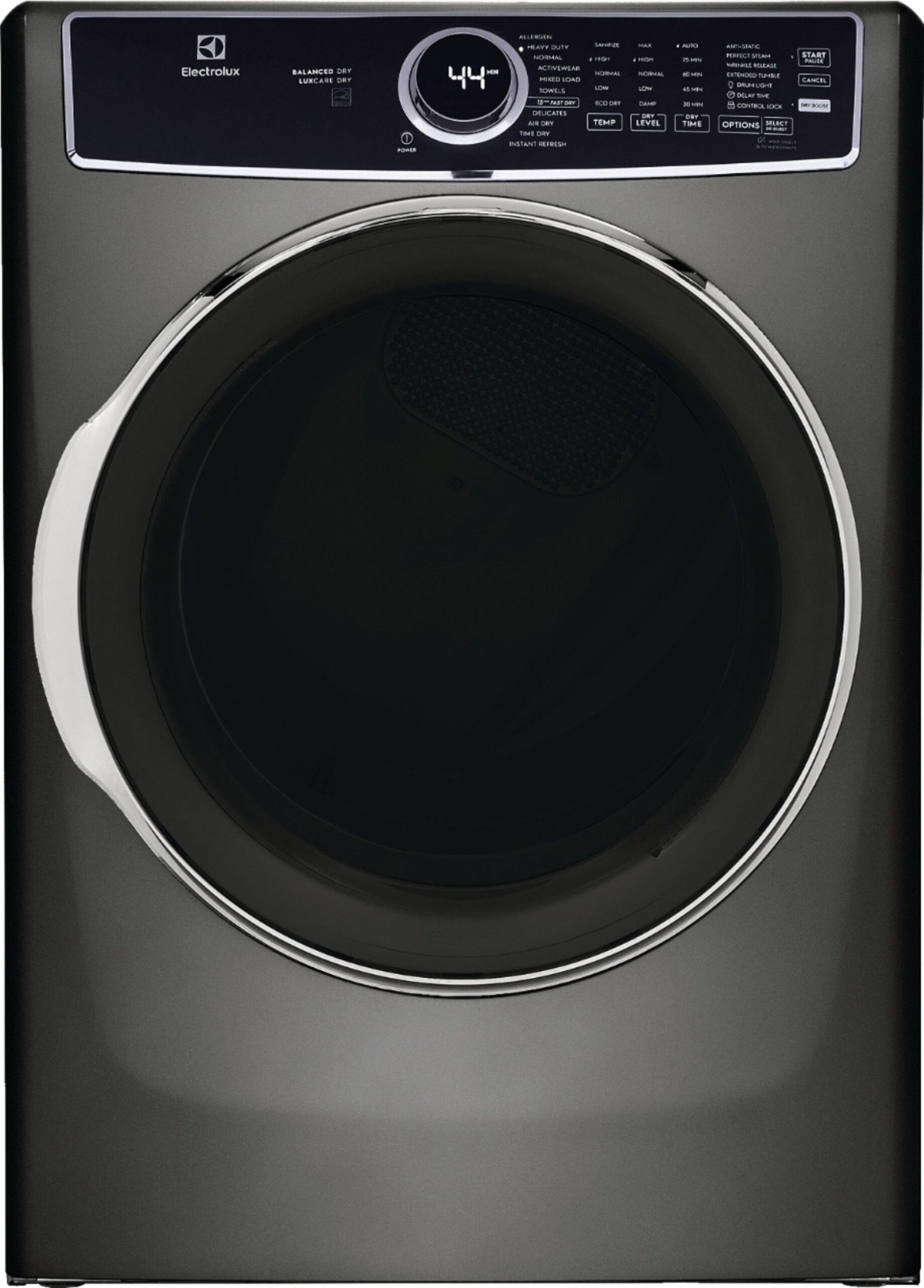 Kings Outlet Electrolux 8.0 Cu. Ft. Stackable Electric Dryer Steam Balanced Dry Titanium Electrolux 8.0 Cu. Ft. Stackable Electric Dryer Steam Balanced Dry Titanium from Kings Outlet