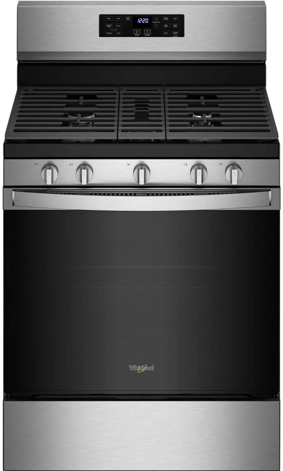 Kings Outlet Whirlpool 5.0 Cu. Ft. Gas Burner Range Air Fry Frozen Foods Stainless Steel Whirlpool 5.0 Cu. Ft. Gas Burner Range Air Fry Frozen Foods Stainless Steel from Kings Outlet