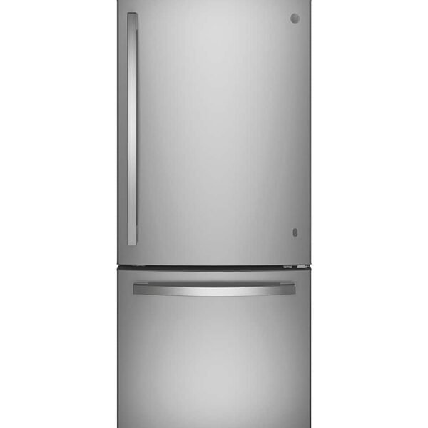 GE 21.0 Cu. Ft. Bottom-Freezer Refrigerator LED Interior Lighting Stainless Steel from Kings Outlet