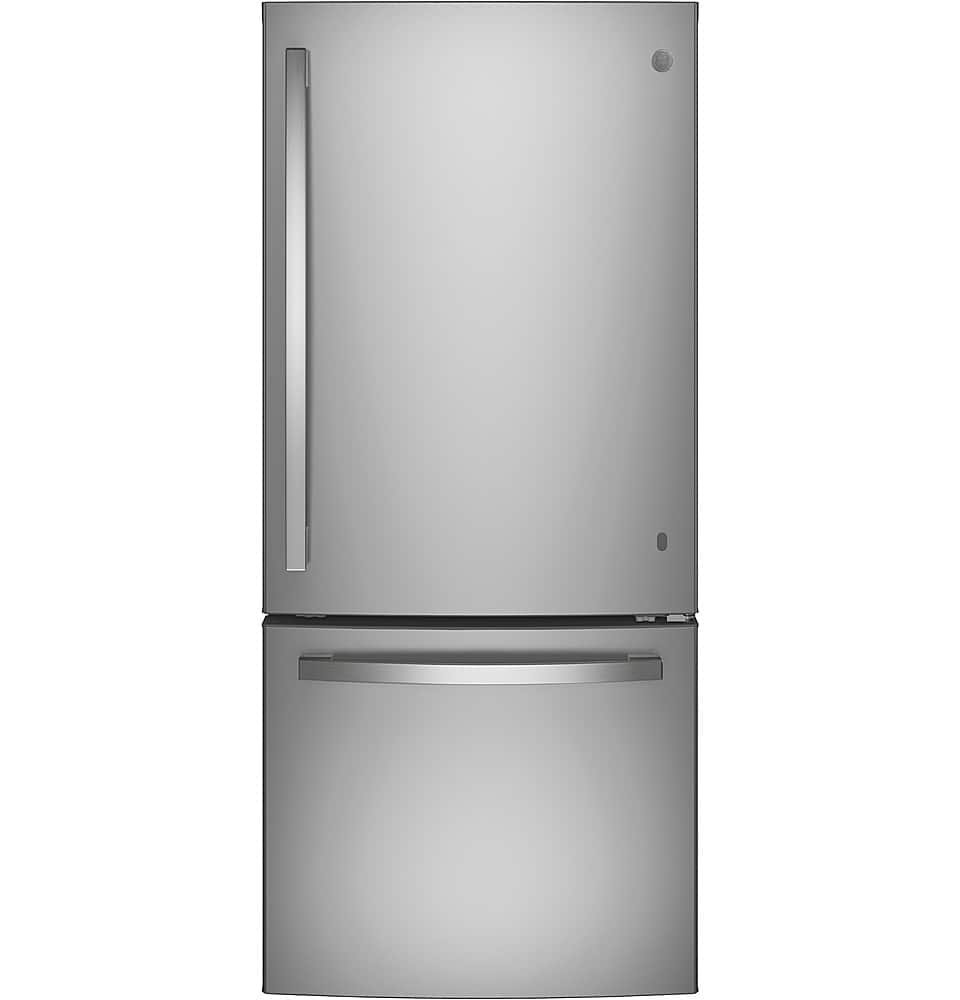 GE 21.0 Cu. Ft. Bottom-Freezer Refrigerator LED Interior Lighting Stainless Steel from Kings Outlet
