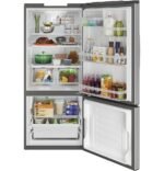 GE 21.0 Cu. Ft. Bottom-Freezer Refrigerator LED Interior Lighting Stainless Steel from Kings Outlet