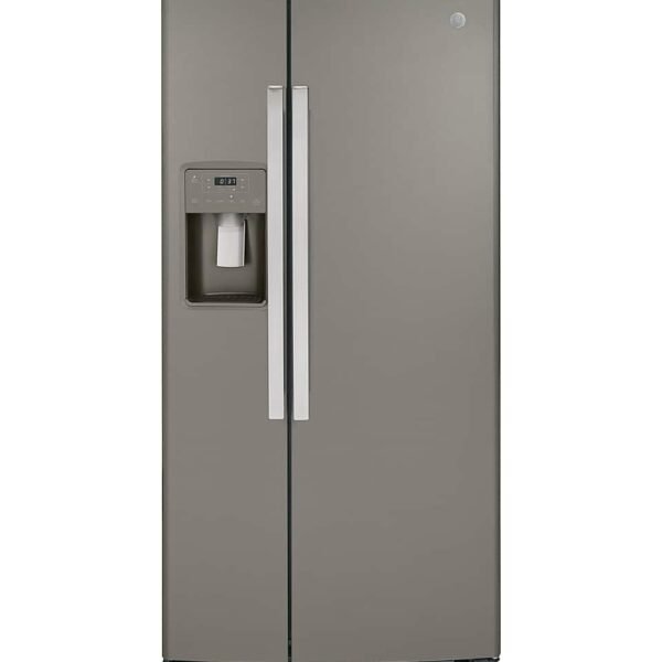 GE 23.0 Cu. Ft. Side-by-Side Refrigerator External Ice Water Dispenser Slate from Kings Outlet