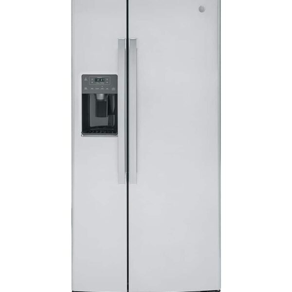 GE 23.0 Cu. Ft. Side-by-Side Refrigerator External Ice Water Dispenser Stainless Steel from Kings Outlet
