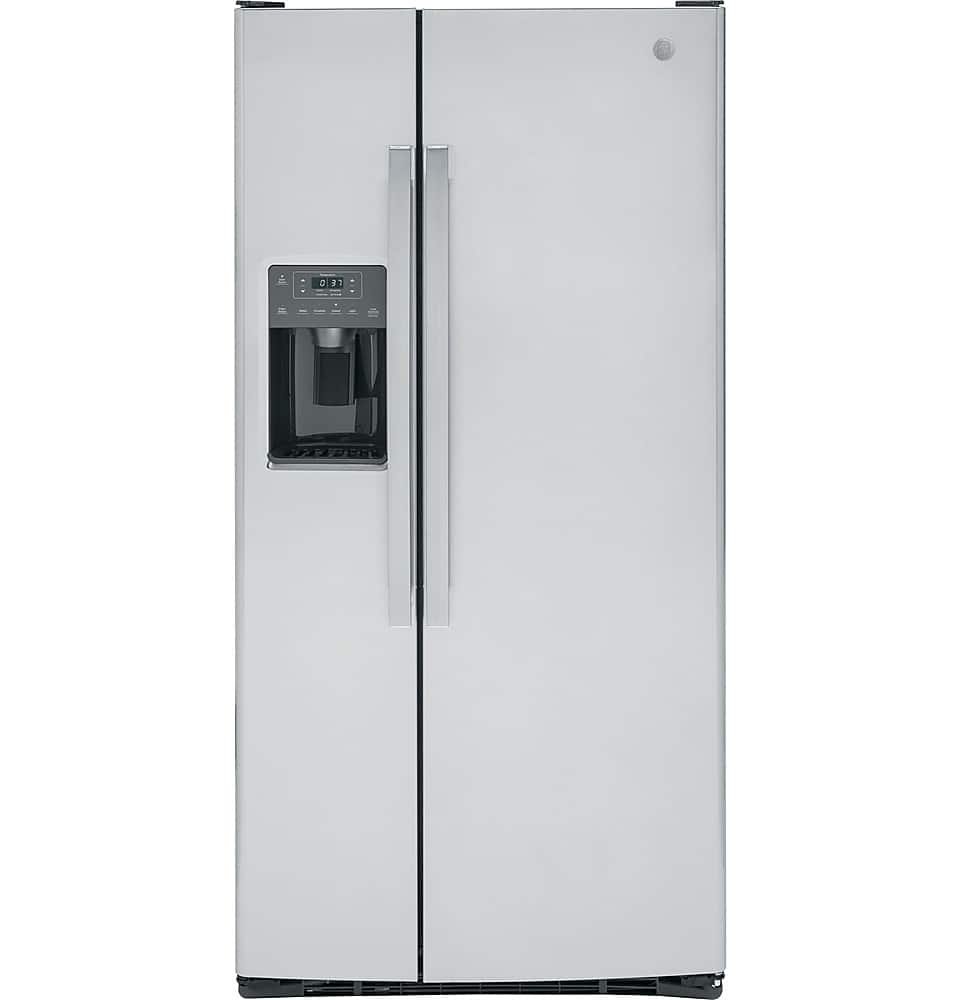 GE 23.0 Cu. Ft. Side-by-Side Refrigerator External Ice Water Dispenser Stainless Steel from Kings Outlet