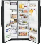 GE 25.3 Cu. Ft. Side-by-Side Refrigerator External Ice Water Dispenser High Gloss Black from Kings Outlet