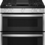 GE 6.8 Cu. Ft. Freestanding Double-Oven Gas Convection Range Self-Steam Cleaning No-Preheat Air Fry from Kings Outlet