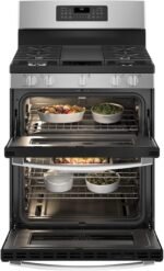 GE 6.8 Cu. Ft. Freestanding Double-Oven Gas Convection Range Self-Steam Cleaning No-Preheat Air Fry from Kings Outlet