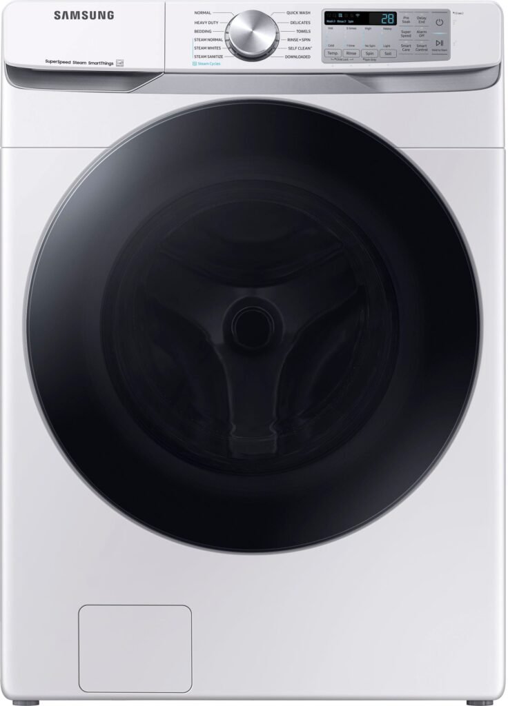 Samsung 4.5 Cu. Ft. High-Efficiency Stackable Smart Front Load Washer Steam Super Speed Wash from Kings Outlet