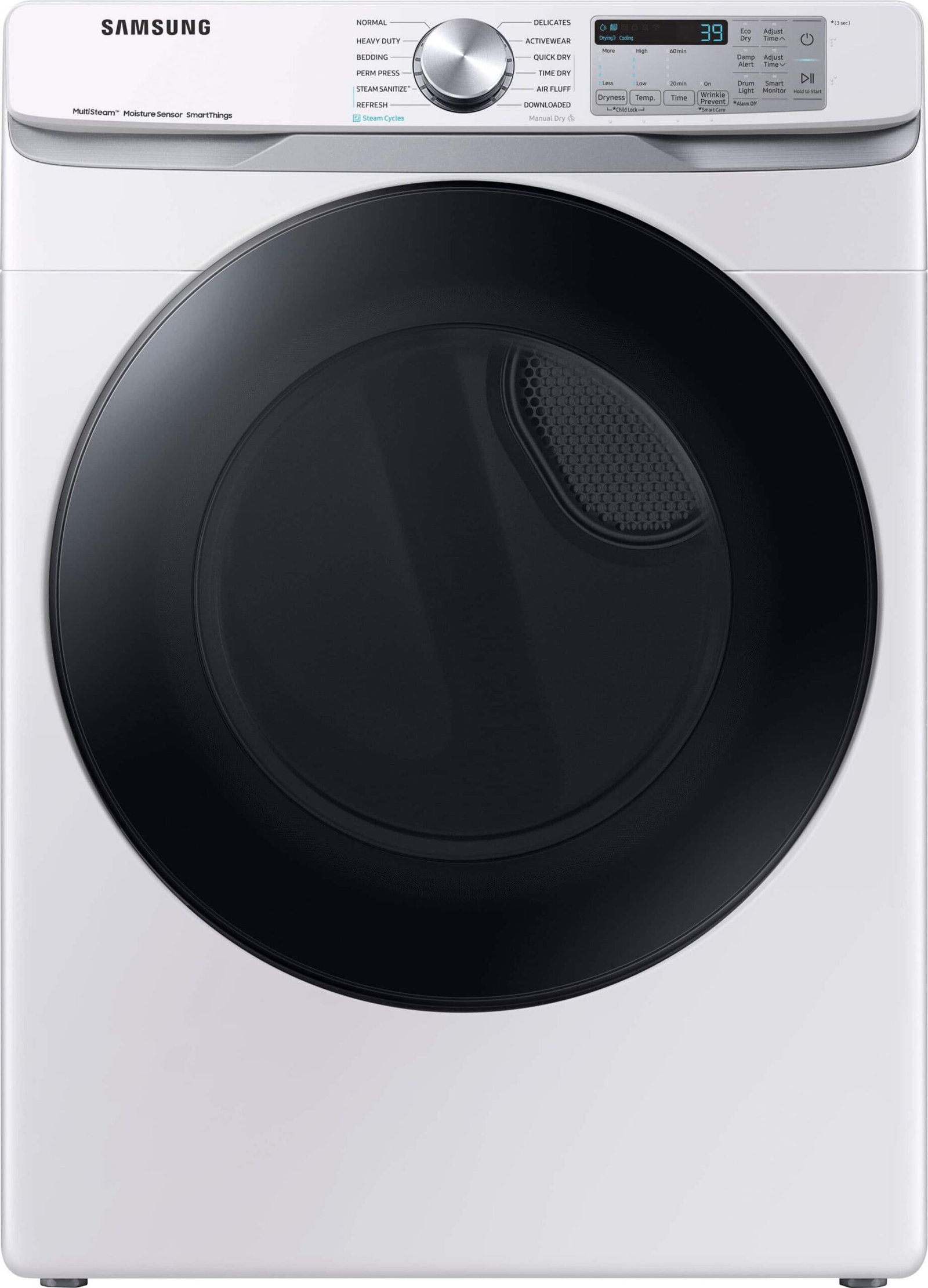 Kings Outlet Samsung 7.5 Cu. Ft. Stackable Smart Electric Dryer Steam Sanitize+ White Samsung 7.5 Cu. Ft. Stackable Smart Electric Dryer Steam Sanitize+ White from Kings Outlet