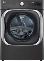 LG 9.0 Cu. Ft. Stackable Smart Electric Dryer Steam Built-In Intelligence Black Steel from Kings Outlet