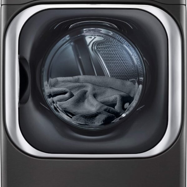 LG 9.0 Cu. Ft. Stackable Smart Electric Dryer Steam Built-In Intelligence Black Steel from Kings Outlet