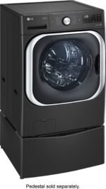 LG 5.2 Cu. Ft. High-Efficiency Stackable Smart Front Load Washer Steam TurboWash Black Steel from Kings Outlet