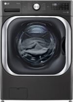 LG 5.2 Cu. Ft. High-Efficiency Stackable Smart Front Load Washer Steam TurboWash Black Steel from Kings Outlet