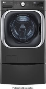 LG 5.2 Cu. Ft. High-Efficiency Stackable Smart Front Load Washer Steam TurboWash Black Steel from Kings Outlet
