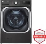 LG 5.2 Cu. Ft. High-Efficiency Stackable Smart Front Load Washer Steam TurboWash Black Steel from Kings Outlet
